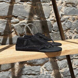 Alaïa Black Fishnet Mesh Thong Sandals